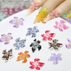 ZEEMIN 100/60/40/20pcs Mixed Crystal Lily Flower Nail Charms 3D Ice Translucent Soft Sculpture Lily Petals Floral Nail Rhinestone Decor