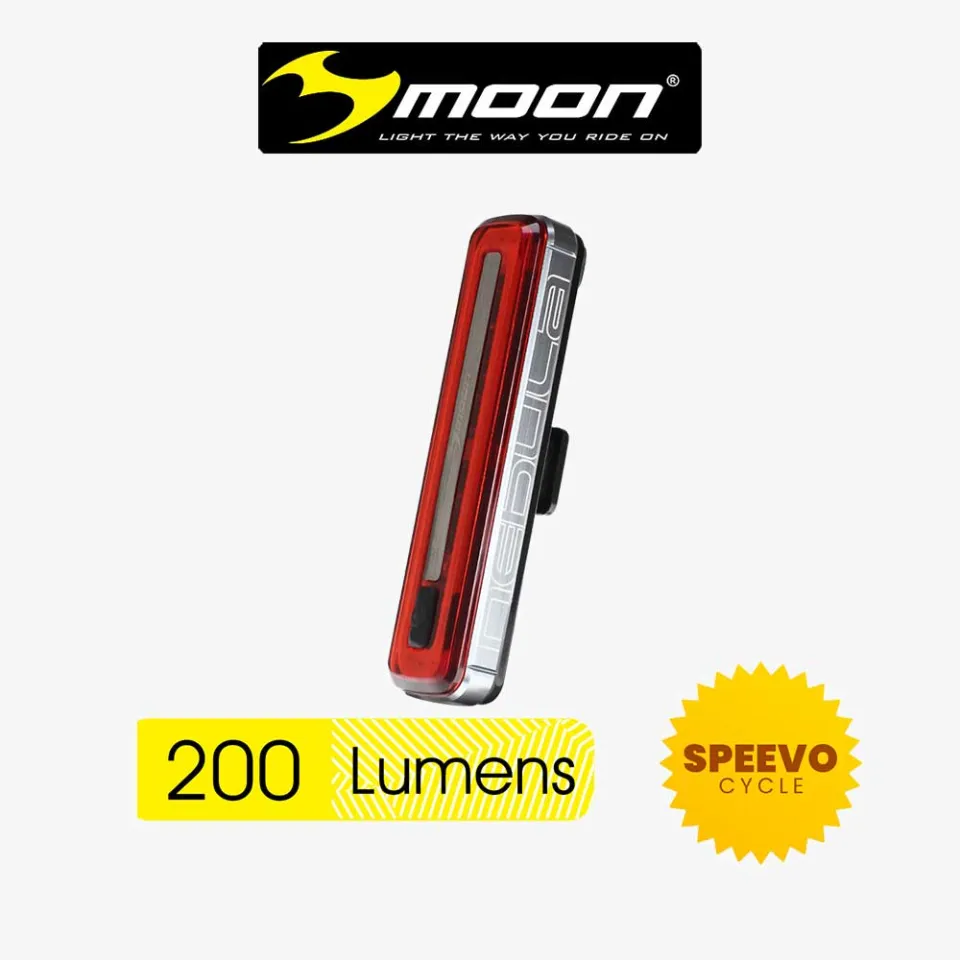 MOON NEBULA USB RECHARGEABLE BICYCLE REAR LIGHT 200 LUMENS