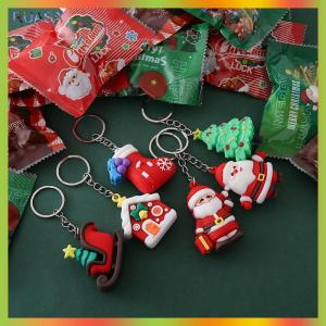 RUASA 5Pcs Christmas Surprise Blind Bag Keychain Cartoon Santa Claus Snowman Tree Pendant Keyring Bag Hanging Decoration Festive Gift