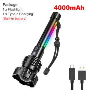 ASAFEE P26 Outdoor Camping Flashlight 9500LM LED Zoomable Torch Light RGB Atmosphere Side Light Built-in Battery Type-C USB Rechargeable