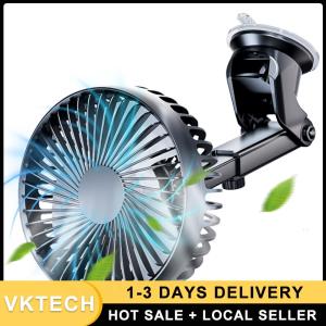 Car Cooling Fan 12V/24V with USB Power Multi-Speed Control and Strong Suction Cup for Windshield and Interior Ventilation