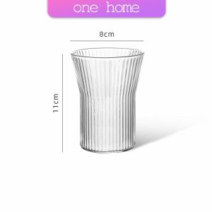 One Home ถ้วยน้ำผลไม้ แล้วใสลายจีบถี่ ถ้วยกาแฟ  ถ้วยนม glass cup