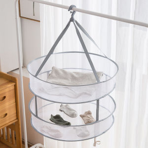 Thickened Anti-Deformation Cardigan Drying Rack Socks Drying Bag Double Layer Clothes Drying Basket Hanging Sweater Net Pocket