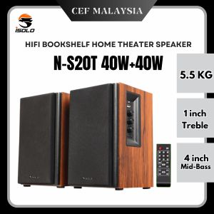 iSOLO N-S20T 40W+40W HIFI BOOKSHELF SPEAKER 2.0 BLUTOOTH 5.0 HOME THEATER SPEAKER POWERUL BASS SOUND AUDIO SPEAKER