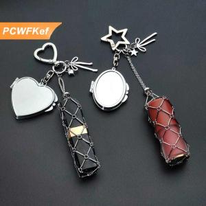 【PCWFKef】 Kim loại Net Túi Son môi Túi Keychain mới xách tay trang điểm Pouch Lip Balm túi móc chìa khóa chủ Son môi bảo vệ Bìa gương