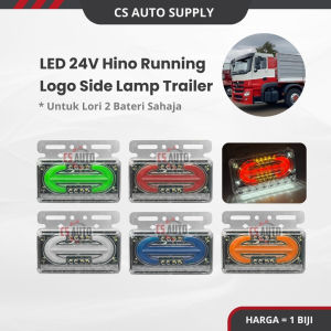 LED 24V HINO Logo Running Side Marker Lamp Yellow Flowing Light Truck Lamp Trailer Lorry Bus Lampu Sisi Lori Treler