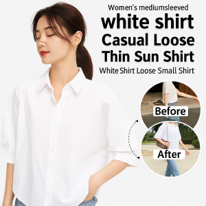 Loose And Slim Thin White Shirt For Women Hot Selling Casual Blouse Elegant And Confident Large Size Adaptation宽松显瘦薄款白衬衫女