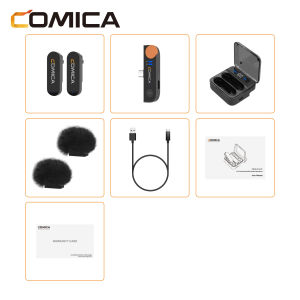 Comica Vimo S Wireless Lavalier Microphone with Noise Cancellation for iPhone/Android Hands-free Plug and Play Compact Condenser Lapel Microphone with Charging Case for Vlogging  Interviewing Live streaming Recording