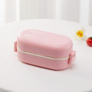 Samono Hộp cơm văn phòng Bonbox BTW30301 xanh lá/hồng/tím 850ml hộp đựng cơm trưa 2 tầng 3 ngăn kèm muỗng