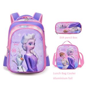Bex Kid 3 In 1 3D School Bag High Quality Backpack Bags Cartoon Design Primary EVA Form Pencil Box Aluminium Foil cooler Lunch Bag Disney Kitty Spider Frozen Elsa Captain Pony