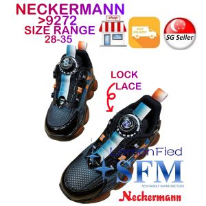 Neckermann 9272 Size 28 - 35 Sport Shoe Lock Lace Black Blue Orange Sneaker Kid Children Outdoor Fashion LEMONFIED SFM