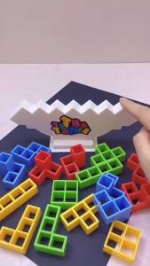 48 Pcs Tetra Tower Game Building Balance Blocks Board Game Team Tower Game for Kids & Adults Family Game for 2+ Players Board Game for Family Travel Parties