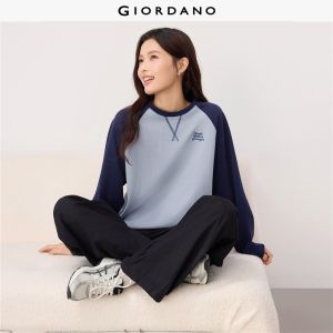 Giordano Women 100% cotton embroidery raglan sleeve sweatshirt Free Shipping 05326809