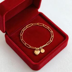 Womens Bracelet 18k Saudi Gold Womens Girl Love Paperclip Pendant Lucky Bracelet Hypoallergenic