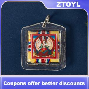 【ZTOYL】 Tibetan Tangka Green Tara Buddhism Keychains Small Pendants Pocket Fengshui Key Chain Decoration