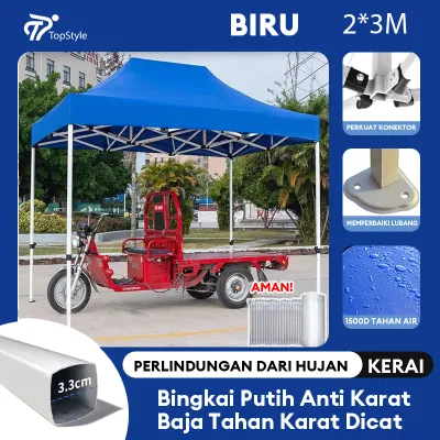 Tenda Lipat 3x3 Tenda Bazar 1300D Outdoor Tenda Gazebo Tenda Jualan Pameran Dagang Biru dan Merah 2x2M/2x3M/3x4.5M
