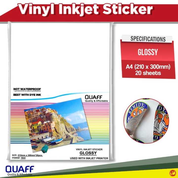Vinyl Inkjet Printable Sticker /Glossy/20sheets/a4 size | Lazada PH
