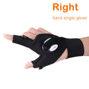 LED Fishing Gloves Outdoor Waterproof Night Light Half Finger Glove for Repairing and Working Outdoor Activities Rescue Sporting Fishing Camping Hiking Handy Mechanic Tool