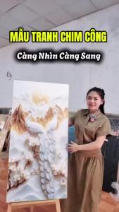 [FURNI HOME] IN ZALO N Tranh Treo Decor "Đôi Chim Công" Tranh Decor - Tranh Treo Phòng khách