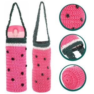 MIRELAE Crochet Insulating Cup Sleeve Handheld Colorful Water Bottle Cover Cute Reusable Water Cup Sleeve