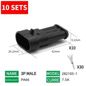 2026 10 Sets AMP IP68 Waterproof Connector 1/2/3/4/5/6 Pin 12A Automotive Wire Plug Terminal Heavy Duty Connector for Car Truck