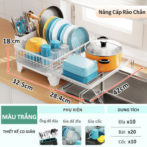 Gslife Kệ Úp Chén Bát 2 Tầng Inox 304 - Có Khe Cắm Thớt & Ống Đũa Đa Năng