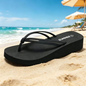 Free Shipping New Women’S Summer Sandals With Double Thin Straps A Wedge Heel A Stylish Korean Design And A Thick Sole Perfect For Outdoor Wear