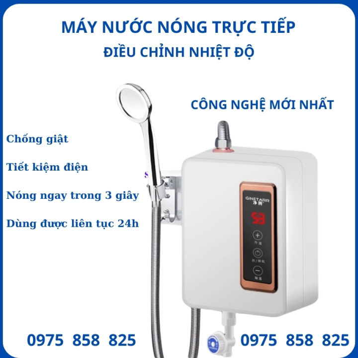 Máy nước nóng trực tiếp, bình nóng lạnh trực tiếp GINETARR D5580D1, Điều chỉnh nhiệt độ, tặng vòi sen,bình nước nóng lạnh,máy nước nóng lạnh nhà tắm,bình nước nóng trực tiếp, máy tắm nước nóng
