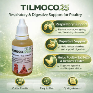 TILMO CO25 Poultry Drops 50ml for Wheezing Runny Nose Swollen Eyes & Diarrhea