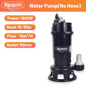 REAIM 2HP 220V Submersible Water Pump Heavy Duty Cutting Sewage Pump Stainless Steel High Lift for Septic Tank Flood Drainage