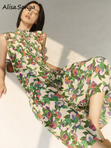 Alisa.Sonya Women Dress Summer Sleeveless Bohemian Floral Button Down Flowy Boho Dresses S-XL