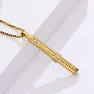 Steel Stress Relief Breathing Necklace with Whistle Pendant Quit Smoking Mindful Breathlace Necklace