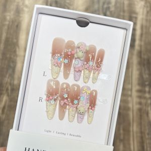 【 Bear Paradise 】press-on Nails Pure Handmade High-end Cartoon Cute Bear Bow Nail Art