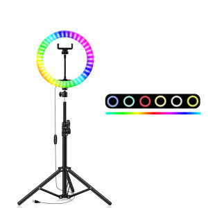 Selens 10inch Ring Light 16 Colors RGB LED 26cm Ring Light with Stand and Phone Holder 10 Brightness Level for Makeup YouTube Video Photograph
