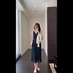 DNDN◆ Girlish Womens Elegant Mesh Dress V Collar Dress Spring and Summer New ㏇L0514