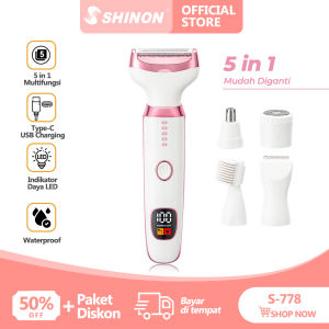 SHINON S-778 Lady Shaver Alat Cukur Wanita Bulu Kaki Lengan Ketiak Hidung Alis Tubuh Electric Body Shaver 5in1