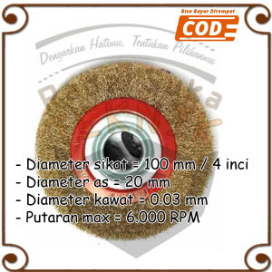 bench grinder brass steel wire mata gerinda flat roda kawat baja 4inci pembersih karat logam/metal