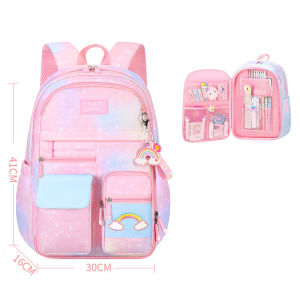 Leiao UT【🔥READY STOCK🔥】Tas Ransel Sekolah Anak Perempuan Rainbow Tas Ransel Sekolahnak Perempuan Rainbow Model Kulkas Kids School Backpack Tas Anak TK / SD