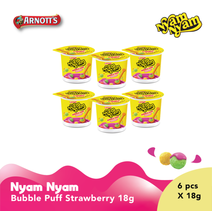 [paket Isi 6] Nyam Nyam Bubble Puff Strawberry 18g Lazada Indonesia