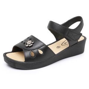 [Free Shipping] Womens Sandals Summer New Casual Fashion Plastic Elegant Velcro Shoes for Elderly Grandmothers and Middle-Aged Mothers