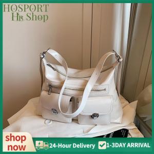 【HPS】 Shoulder Bag for Women with Multi Pocket Underarm Bag PU Leather Adjustable Strap Crossbody Bag Hobo Bag for Work Travel