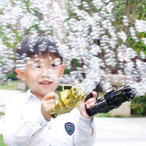 Kids Gatling Bubble Gun Toys Summer Automatic Soap Water Bubble Toddlers Indoor Outdoor Toy Gatlin Electric Bubble Machine