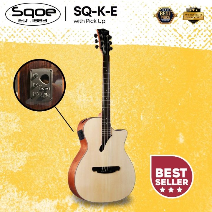 SQOE SQ-K-E 40 inch Grand Auditorium Acoustic Guitar with Sqoe KLT-18A ...