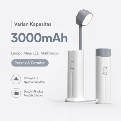 Lampu Meja LED Lipat 3 Mode Cahaya Pelindung Mata Portable Senter Mini Holder HP untuk Belajar Kantor
