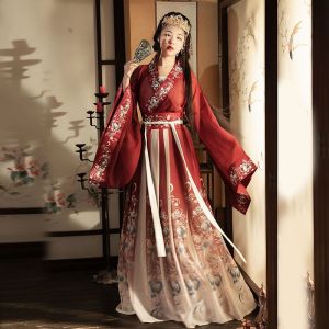 【IN Stock】 Hanfu Dress Women Chinese Ancient Traditional Hanfu Carnival Princess Cosplay Costume Stage Hanfu Blue&Red Dance Dress Plus size