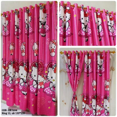 GORDEN SMOKRING KARAKTER HELLO KITTYY 135x220 12 LUBANG RING GORDEN KARAKTER CEWEK GORDEN PINTU GORDEN JENDELA