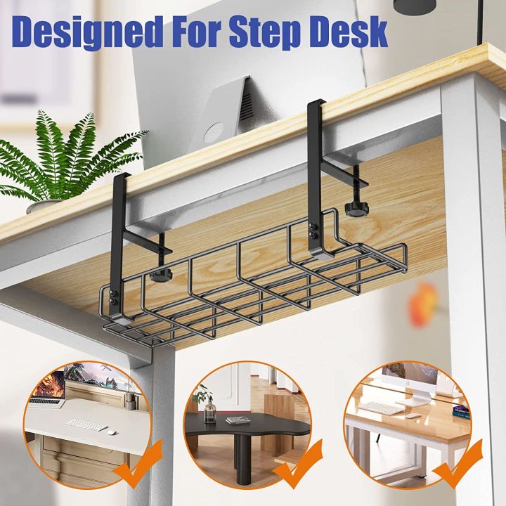 No Drill Steel Under Desk Cable Management Tray Desk Cable Management ...