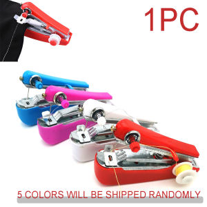 onuobao Portable Manual Mini Sewing Machine Household Handheld Sewing Clothes Pocket Small Tailoring Machine (Random Color Delivery)