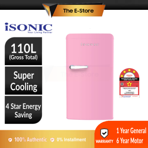 isonic 110L Vintage One Door Refrigerator | ISR-BC110LH (Single Door Fridge Peti Ais Sejuk Kecil Freezer 冰箱)