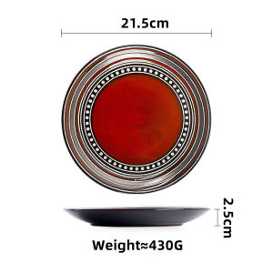 OMK American Retro Style Ceramic 8.5 inch Dinner Plate Stoneware Tableware Set